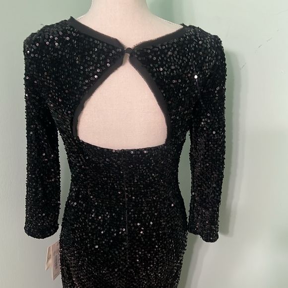 🆕 Eliza J black stretchy sequins 3/4 sleeve dress. Cocktail. Wedding. Party - Picture 8 of 11